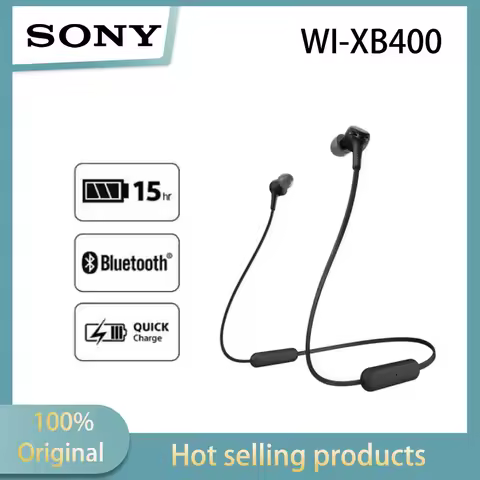 Sony WI-XB400 Powerful Bass Neck Hanging Bluetooth Earphones Deep Bass Wireless Stereo Call Clear an