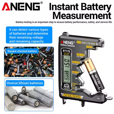 ANENG BT173 Battery Voltage Tester Lithium Ion Batteries Bar/Value Dual Display Detector 18650 21700