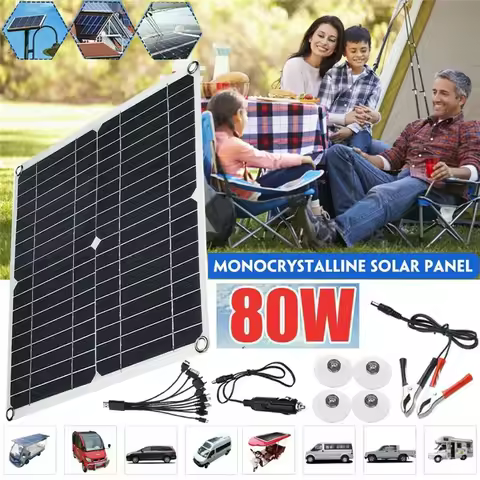 10A 80W Solar Panel Kit 20Volt 20Ah Lithium Battery Charger RV Travel Solar Charger Controller