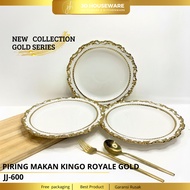 Kingo Royale Gold Premium Ceramic Serving Plate Unique Round oval Serving Plate Multipurpose hotelwa
