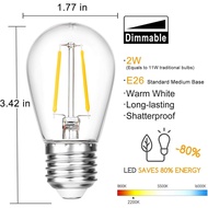 Shatterproof S14 Replacement LED Light Bulbs, 2W, Equivalent to 11-25 Watt, Warm White 2200K, Outdoo