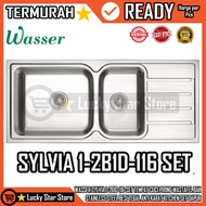 Wasser Sink SYLVIA 1-2B1D-116 SET KITCHEN SET Dishwasher Dirty Stand Up STAINLESS STEEL Thick Strong