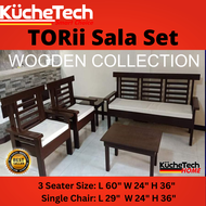 Wooden Sala Set JAPAN INSPIRED Minimalist TORii Wooden SALA SET with URATEX Foam cushion  (FREE Side Table and Center Table) HEAVY DUTY Locally Made FURNITURE