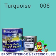 turquoise 006 1L ( 1 Liter ) Four Seasons / New Epoxy Floor Paint / Heavy Duty Coating - new mici epoxy Finishes