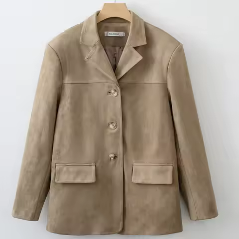 Fall / Autumn Winter New Women Fashion Suede Basic Jacket Basic Blazer