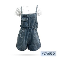 เอี๊ยมยีนส์ นิยมยีนส์ Niyom jeans สียีนส์ ผ้าไม่ยืด สายปรับระดับได้ รุ่น OV05-2