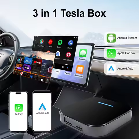 For Tesla Android Box support Wireless CarPlay & Android Auto Android 16 install apps play store Qua