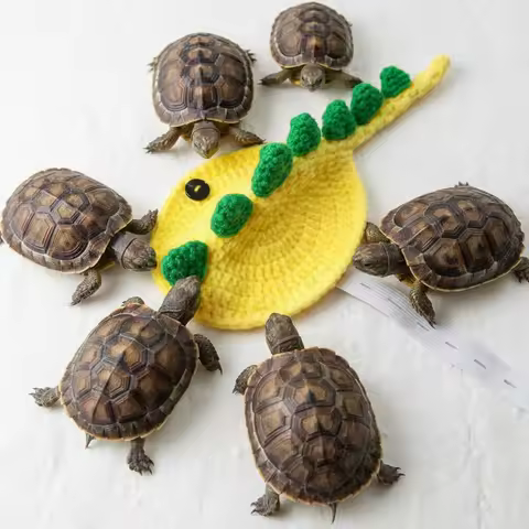 Dinosaur Turtle Costume Adjustable Hand-Knitted Warm Apparel For Pet Tortoise Cute Turtle Sweater Tu