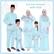 BAJU RAYA SET SEDONDON BABY BLUE 🔥 IBU AYAH ANAK Baju Melayu Kurta Kurung Kebaya Dewasa Budak Kids Plus Size Ayanna