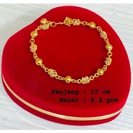 999 SILVER BALL/CRISTAL CHAIN BRACELET/999 SILVER JEWELRY PLATED YELLOW GOLD2GT381