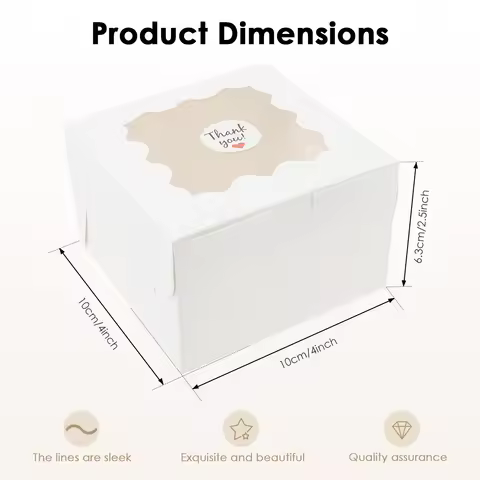 50Pcs Small Cake Boxes Dessert Cakes Food Containers Baking Packaging Burger Snack Boxes with Clear 