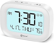 Geevon Digital Alarm Clock with Large Display, Time, Temperature, Date, DST (White)