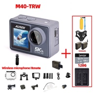 AUSEK กล้องแอคชั่นแคมเมรา M40TR 5K 30fps อัลตร้า HD หน้าจอสัมผัสที่ M40TR การมองเห็นได้ในเวลากลางคืน