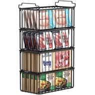 StowCraft Upgraded Freezer Organizer Bins 4 Pack MAX Capacity Stackable Baskets for 5/7 Cu.FT Deep F