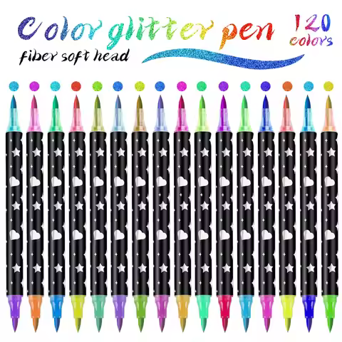24/48/72/96/120 Colors Acrylic Marker Dual Tip Dual Color Soft Brush Tip For Rock Painting Christmas