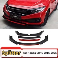 For Honda CIVIC Sedan Hatchback FC1 FC2 FK7 FL1 FL2 FE1 2016-2025 Front Splitter Bumper Lip Protecto