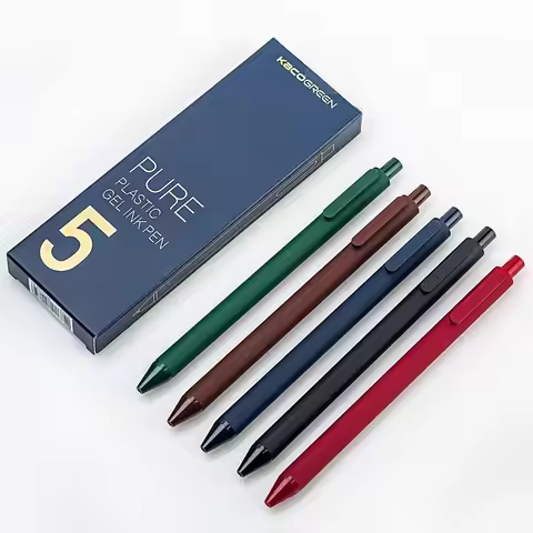 Kaco Retro Set Soft Touch Retractable Gel Ink Pen 0.5mm Fine Nib (Retro Colorful 5 Pieces of Colorfu
