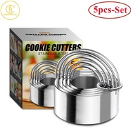 5pcs Stainless Steel Round Cookie Mould Biscuit Decorating Tools Cookie Stencil Cutter Cake Mold Bak