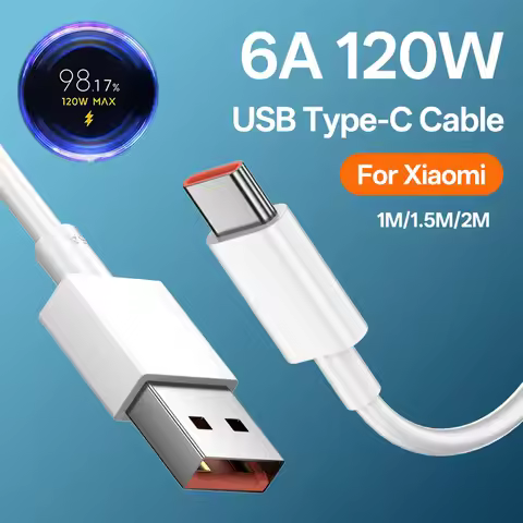 For Xiaomi USB Type C Cable 6A 120W 67W Charger Cable for Xiaomi 15T 15 14 13 12 11 Lite Ultra Redmi