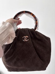 Chanel 元寶包中號啡色麂皮 medium size suede