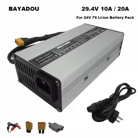 24V 10A 20A Li-ion Lithium Fast Charger 24 Volt 29.4V 7S 5A 15A Energy Storage RV Solar System Batte