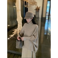 Taiwan Official Picture DW733 Andy Fleece Quality Half Turtleneck Lazy Irregular Sweater Women Sw