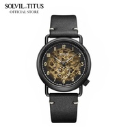 Solvil et Titus Exquisite 3 Hands Automatic Black Leather Men Watch W06-03299-005