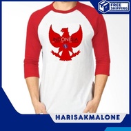 MERAH BIG T-SHIRT DISTRO CLOTHES RED WHITE INDONESIAKU REGLAN RAGLAN SLEEVE 3/4 7/8 INDEPENDENCE DAY