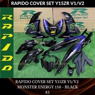 RAPIDO COVER SET Y15ZR V1/V2 MONSTER GP-150 with 46 BLACK(STICKER TANAM/AIRBRUSH) COVERSET