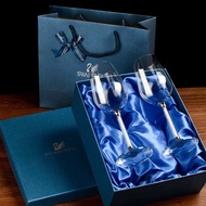 <902>Quality goods Swarovski Crystal Diamond Red Wine Glass Set Home Wine Champagne Goblet Engraved