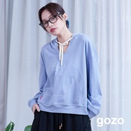 [gozo] gozo zoom House Line Big Pocket Hood T (Beige/Light Blue _ F) | Women's Round Neck Casual