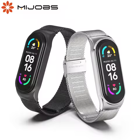 For Xiaomi Mi Band 9 Strap for Mi band 8 7 6 5 4 3 Metal Leather Bracelet Mi Band 6 Strap Smart Watc