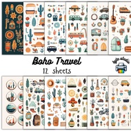 12 Sheets 8x8 Boho Travel Print by byte studio | Premium Paper Craft Junk Journal Stationery