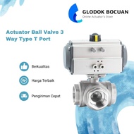 Actuator Ball Valve 3 Way Type T Port Double Acting Size 1 Inch