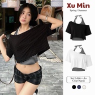 (Separate Set) short sleeve Xu Min Crop T-shirt + Trendy 2s Shirt