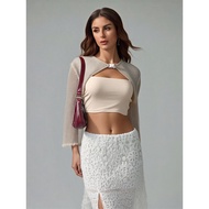 Silver Crop Top Knit Bolero