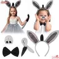 MAIAL 4PCS Donkey Costume Set, Animal Bow Tie Donkey Headband,  Tail Nose Funny Donkey Ears Headband