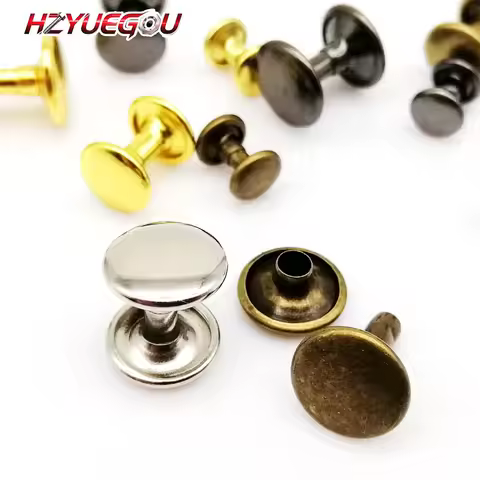 HZYUEGOU 100 sets High Quality 6mm 8mm 10mm Double Cap Side Round Rivet Leather Belt Wallet Bag Shoe