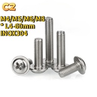 INOX304 CZ Screws: M4/M5/M6/M8 Options, Varying from 4mm to 60mm in Length, Cross - Head Design (XD-