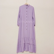 ZALIA Ruffled Dress LD 112 P 140 Busana Muslim Muslimah Baju Gamis Rempel Kancing Hidup Bahan Premiu