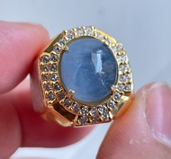 CINCIN PERAK MEWAH NATURAL STAR BLUE SAFIR SRILANKA KRISTAL KUALITAS