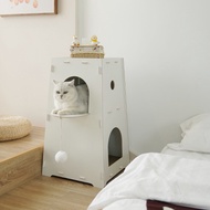 Simple white cat house cat box wooden plastic cat villa small dog kitten bedroom easy assemble pet house