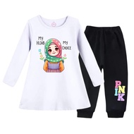 Setelan Tunik Lengan Panjang Setelan Celana Jogger Anak Perempuan Cario Kids Dress Baju Atasan Daste