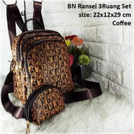 Tas Batam Tas Wanita Import Tas Bonia Ransel 3Ruang Set Backpack -