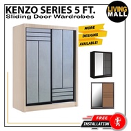 Living Mall Kenzo Series 5ft Sliding Glass And Mirror Door Wardrobe in 40 designs