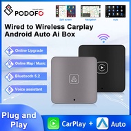 Podofo Android Auto AI Wireless Android Auto Adapter Carplay Dongle Bluetooth WIFI Plug And Play สำหรับ VW Audi Toyota Honda