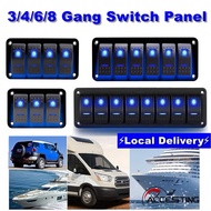 3/4/5/6 GANG ROCKET SWITCH PANEL WATERPROOF WITH BLUE LED BACKLHT ON/OFF MARINE WITH ROCKET SWITCH P