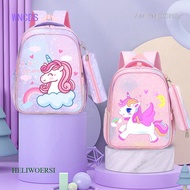 HELIWOERSI Cute Cartoon Unicorn Backpack Kindergarten Girl School Bag Children Bag With Pencil Case