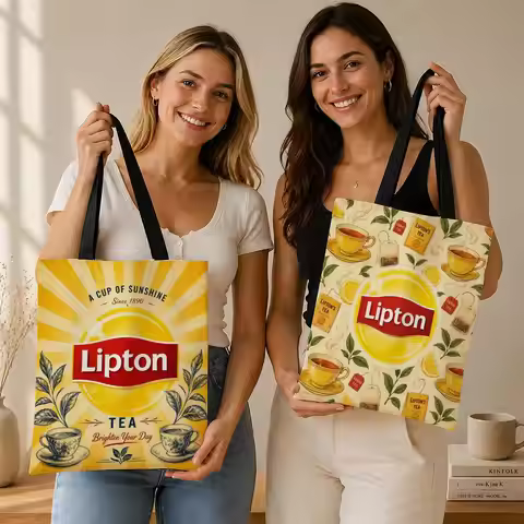 Beverage Brand L-Lipton Storage Bags Canvas bag, suitable for work, school, and daily commutes, reus