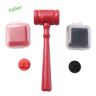 CYBERLINX Judge Stamp Hammer, Inkpad Portable Toy Wooden Hammer, Role Play Toy Wooden Red Tool Mini 